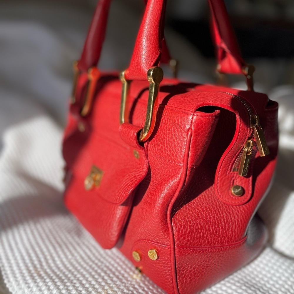 Chopard Red Satchel with Gold Accents NWOT - Picture 4 of 15